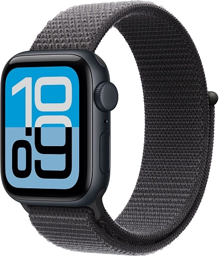 Apple Watch SE 3 Sport Loop 44 мм, «тёмная ночь», ремешок тёмно-серого цвета