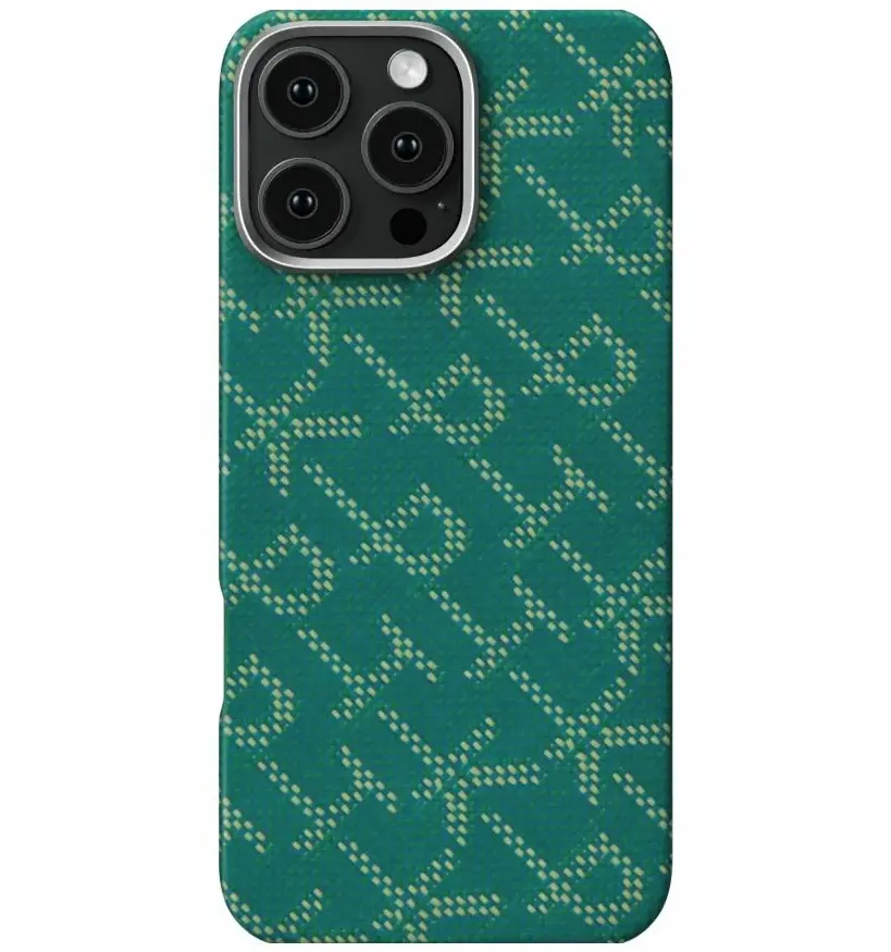 Чехол Pitaka Aries Tactile Woven Case для iPhone 16 Pro, зелено-золотой